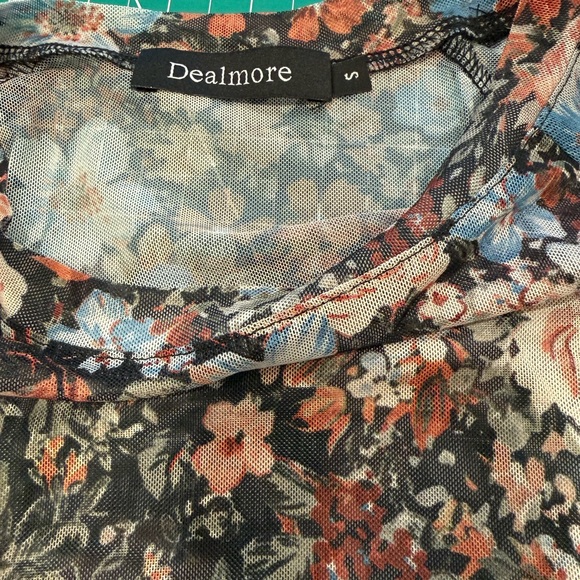 Dealmore Floral Mesh Sheer Long Sleeve Top Y2K Layering Shirt Size S - Picture 4 of 9